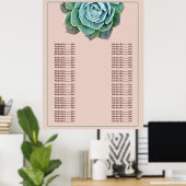 Blush Succulent Wedding Seating Chart Poster (Thuiskantoor)