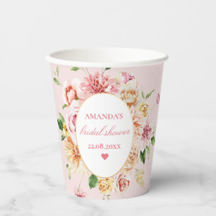 Blush Summer Floral Romantic Vrijgezellenfeest Pap Papieren Bekers