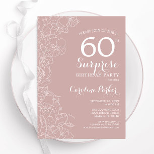 Blush Surprise 60ste verjaardagsfeestje Kaart