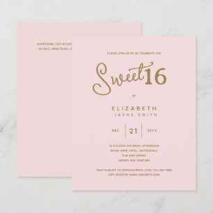 Blush SWEET 16 Moderne elegante begroting Birthday
