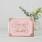 Blush Swirly  Je bent uitgenodigd bruiloft. Folie Uitnodiging Briefkaart (Staand Voorkant)