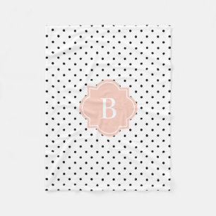 Blush Swiss Stippen   Monogram Fleece Blanket Deken