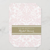 Blush Tan Damask Bruids Douche Uitnodiging Kaarten (Voorkant / Achterkant)