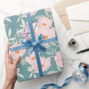 Blush Teal Tuin Cadeaupapier