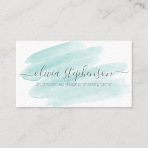 Blush Teal Watercolor Swash Visitekaartje