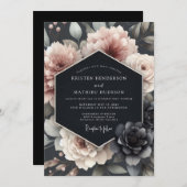 Blush Tenebrous Bloom Wedding Kaart (Voorkant / Achterkant)