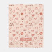 Blush | Terracotta Boho Heart Thed Pattern Name Fleece Deken (Voorkant)