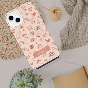 Blush   Terracotta Boho Heart Thed Pattern Name iPhone 14 Hoesje