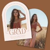 Blush Terracotta Modern Afstuderen aangekondigd Kaart