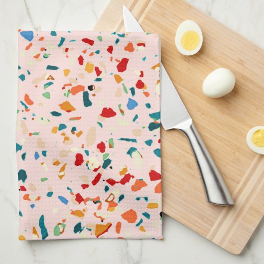 Blush Terrazzo | Roze selectieve specerijen | ABST Theedoek (Quarter Fold)