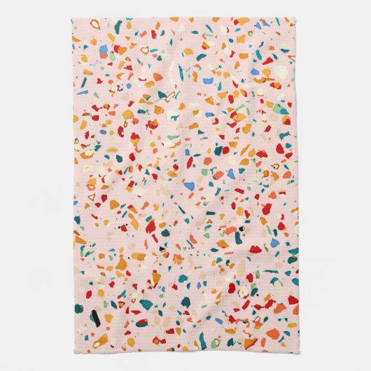 Blush Terrazzo | Roze selectieve specerijen | ABST Theedoek (Verticaal)