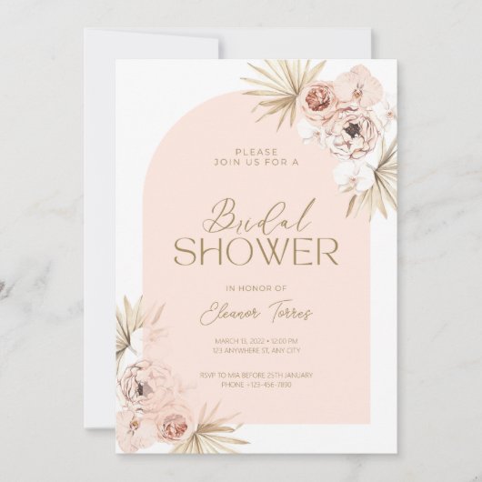 Blush trendy arch Bridal Shower-uitnodiging Save The Date (Voorkant)