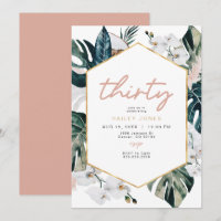 Blush Tropische palm Pampas 30th Birthday Invi
