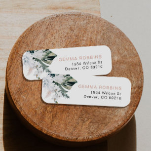 Blush Tropische palm Pampas Return Address Etiket