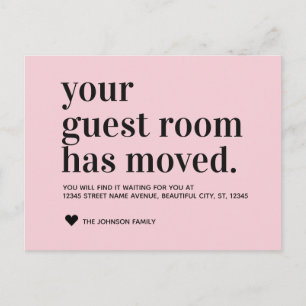 Blush Typografie Guest Room Moving Announance Aankondigingskaart