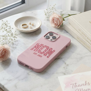 Blush Varsity Moeder Jaar Hart Lettering Ontwerp iPhone 13 Pro Max Hoesje