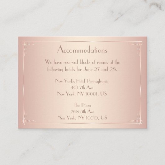 Blush Vintage Mariage Cartes d'hébergement (Devant)