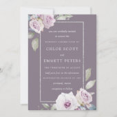 Blush violet Rose Floral Silver Faire-part de mari (Devant)