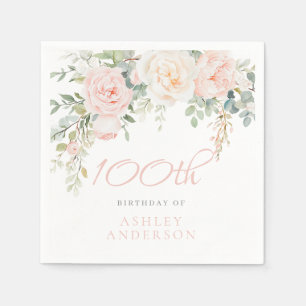Blush vrouwen Elegant 100ste verjaardag Servet