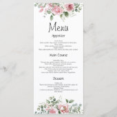 Blush Watercol Pink Floral Mariage Menu (Devant)