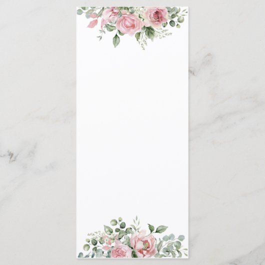 Blush Watercol Roze Bloemen Trouwmenu Menu (Achterkant)