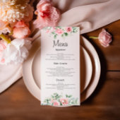 Blush Watercol Roze Bloemen Trouwmenu Menu