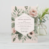 Blush Watercolor Botanical Wedding Kaart (Staand voorkant)