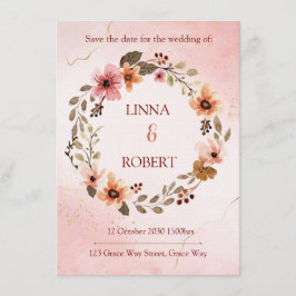 blush watercolor floral wedding invitation kaart