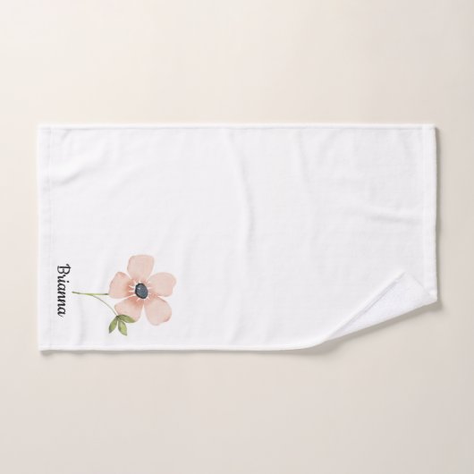 Blush Watercolor Flower Name (Serviette à main)