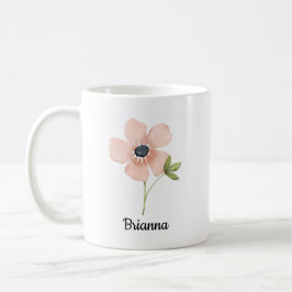 Blush Watercolor Flower Name Koffiemok