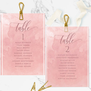 Blush  Watercolor zitplaatskaart met gastnamen