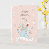  Blush Watering kan bloemen Moederdag Kaart (Gele Bloem)