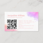 Blush Waterverf Aangepaste Logo QR Code Visitekaartje (Achterkant)