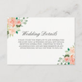Blush Waterverf Bloemen Bruiloft Receptie Details Informatiekaartje (Voorkant)