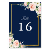 Blush waterverf Bloemen Goud lijst bruiloft Kaart (Achterkant)