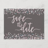 Blush Waterverf Confetti Bruiloft Save the Date Aankondigingskaart (Voorkant)
