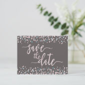 Blush Waterverf Confetti Bruiloft Save the Date Aankondigingskaart (Staand voorkant)