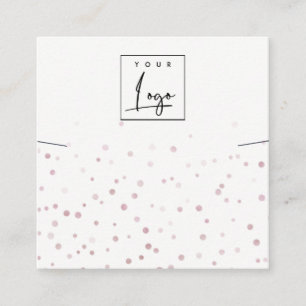 Blush Waterverf Confetti Logo Ketting Display Vierkante Visitekaartje