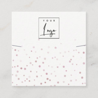Blush Waterverf Confetti Logo Ketting Display Vierkante Visitekaartje