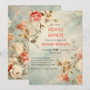 Blush Waterverf Floral Bridal Shower Uitnodiging