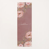 Blush Waterverf Floral Personaliseer het Manuscrip Yogamat (Voorkant)