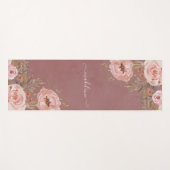 Blush Waterverf Floral Personaliseer het Manuscrip Yogamat (Voorkant (horizontaal))