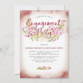 Blush Waterverf Floral Script Engagement Party Kaart (Voorkant)