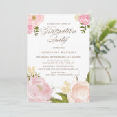 Blush Waterverf Flowers Afstuderen Uitnodiging (Staand voorkant)