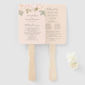 Blush Waterverf Foliage Wedding Programme Handwaaier (Voorkant en achterkant)