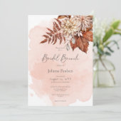 Blush Waterverf herfst moderne bruids brunch Kaart (Staand voorkant)