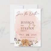 Blush Waterverf herfst moderne bruiloft Save The Date (Voorkant)