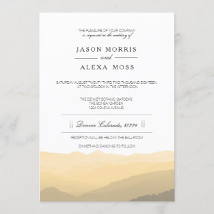Blush Waterverf Mountains Elegant Wedding Kaart