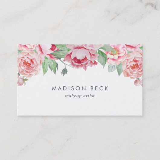 Blush Waterverf Peony Visitekaartje (Voorkant)