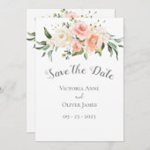 Blush Waterverf Romantic Floral Wedding Save The Date (Voorkant / Achterkant)